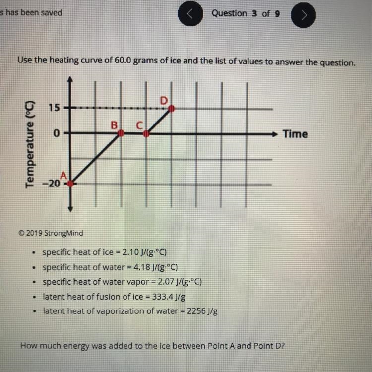 How much energy was added to the ice between point a and point d?-example-1