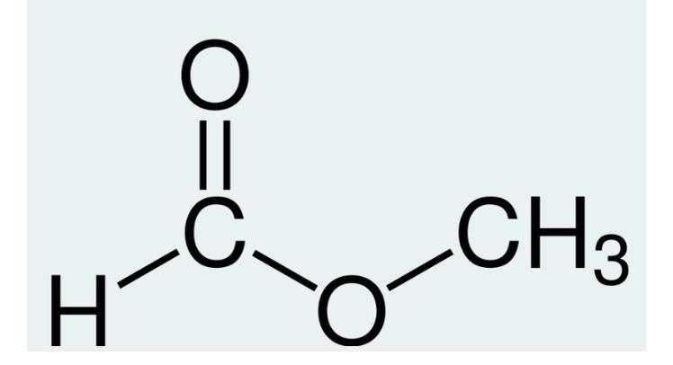 The image shows the ________ formula of methyl formate a- structural b-skeletal c-example-1