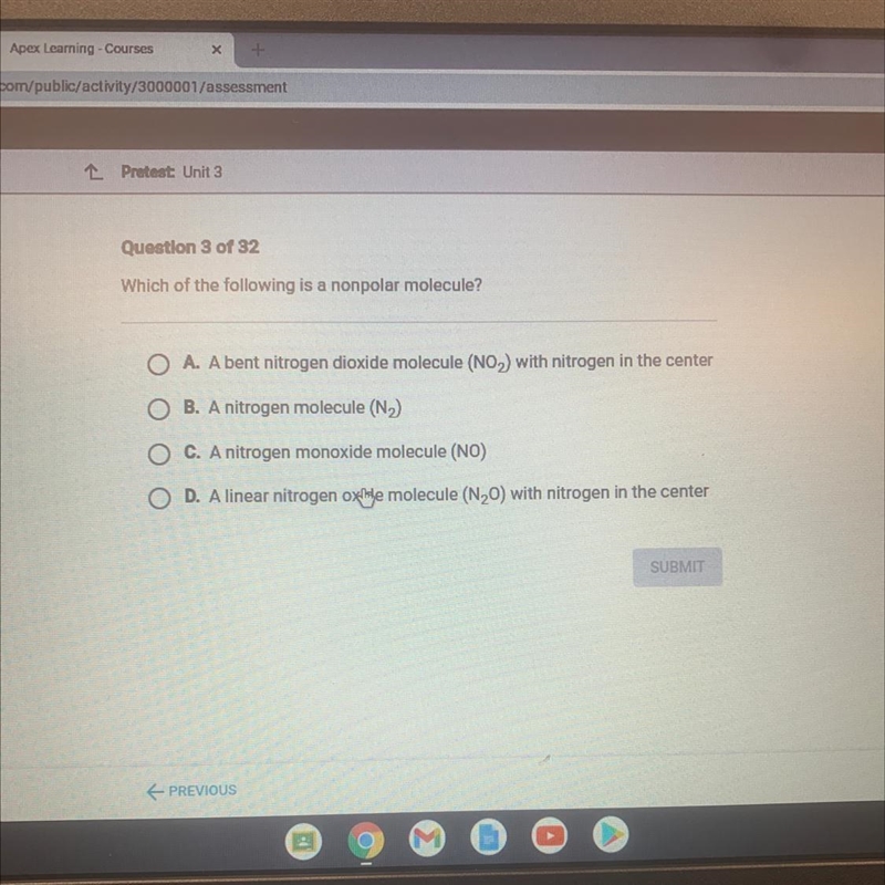 Which of the following is a non polar molecule ?-example-1