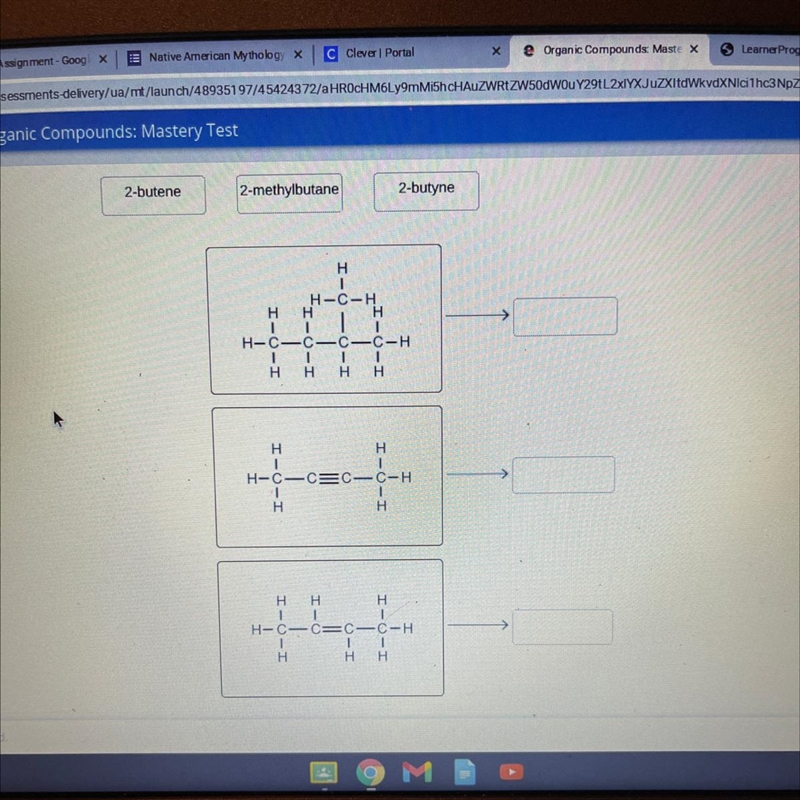 Match The hydrocarbon names and structural formulas￼￼-example-1