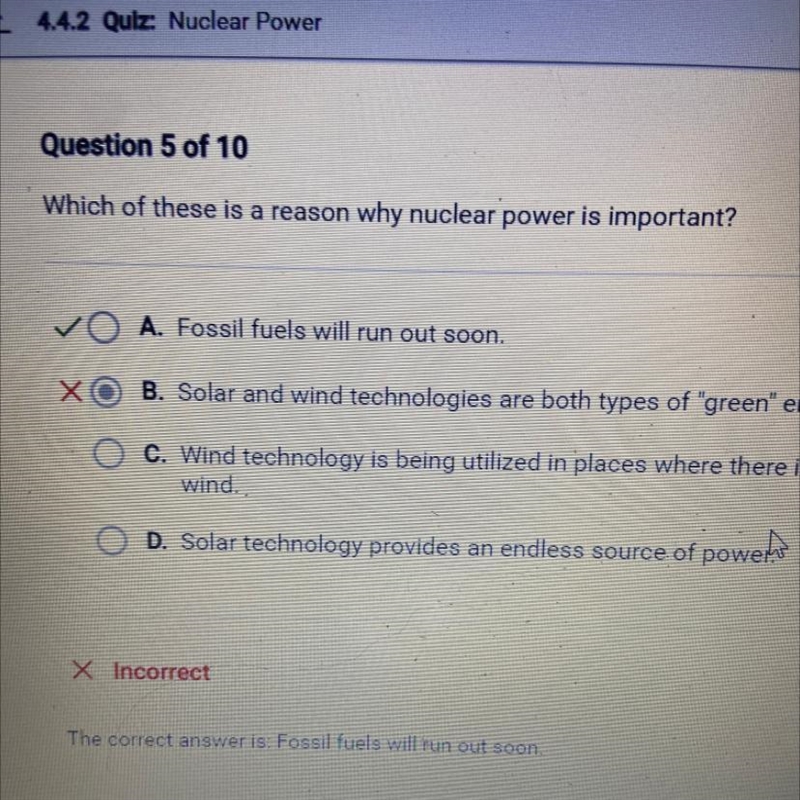 Which of these is a reason why nuclear power is important? 4.4.2 nuclear power-example-1