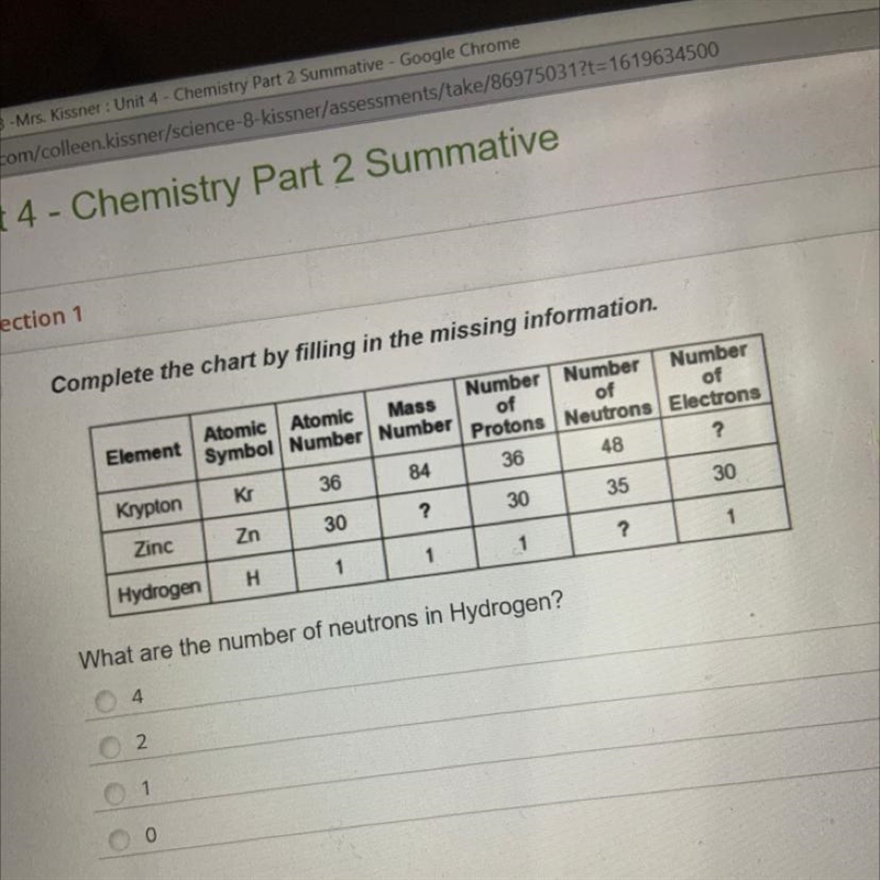 What are the numbers of neutrons in hydrogen￼-example-1