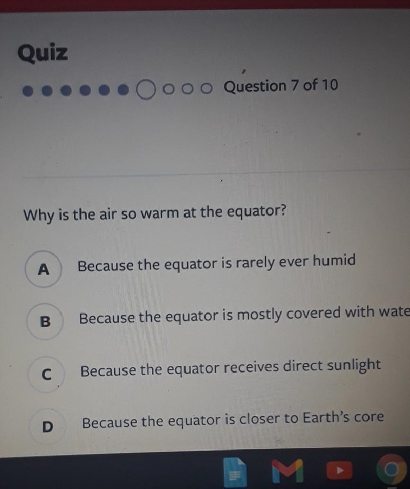 Why is the air so warm at the equator​-example-1