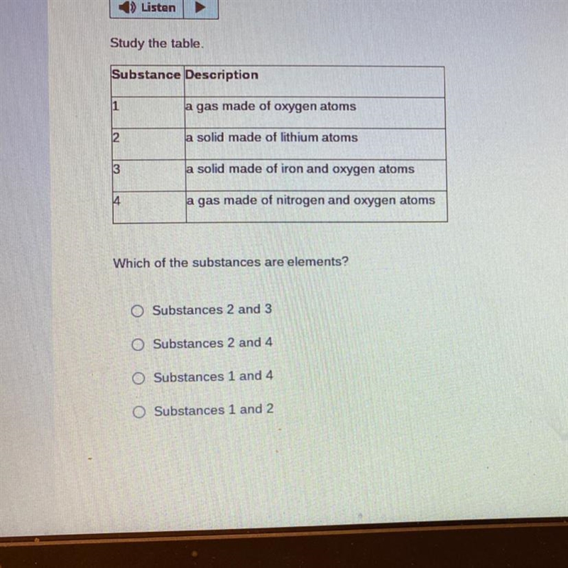 Which of the substances are elements please help-example-1