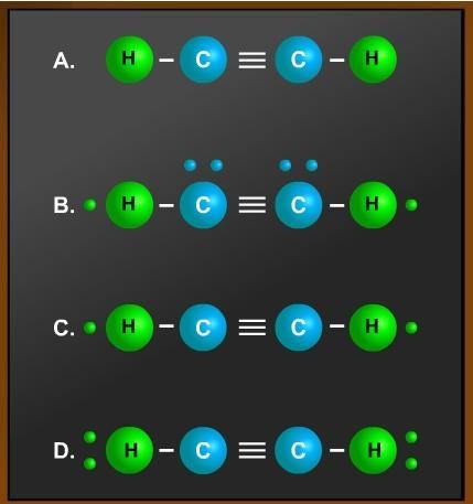 Which is the correct Lewis structure for acetylene (C2H2)?-example-1