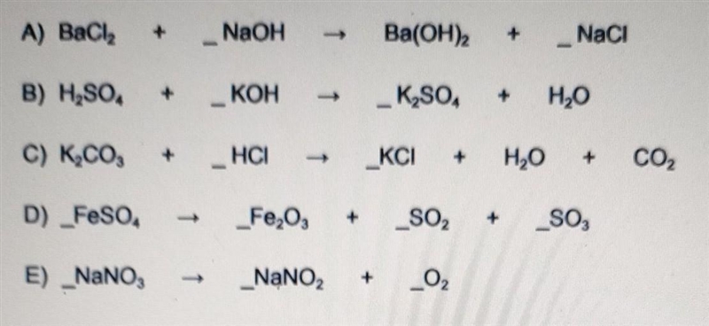 3. Balance the chemical equations​-example-1