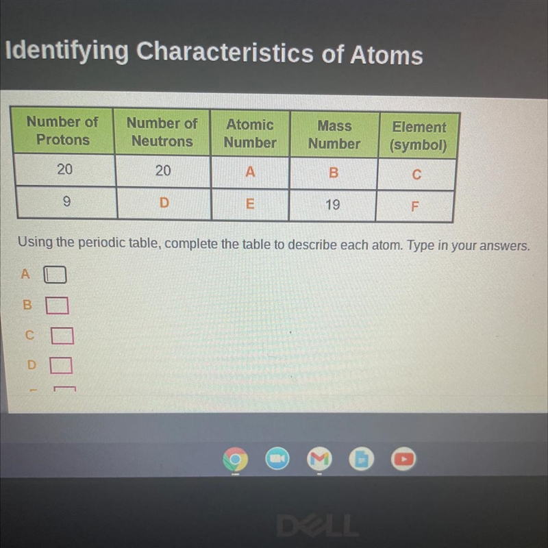 Number of Protons Number of Neutrons Atomic Number Mass Number Element (symbol) 20 20 A-example-1