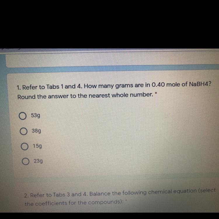 How many grams are in 0.40 mole of NaBH4?-example-1