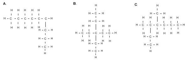 Which of the following shows the proper configuration of a straight chain isomer of-example-1