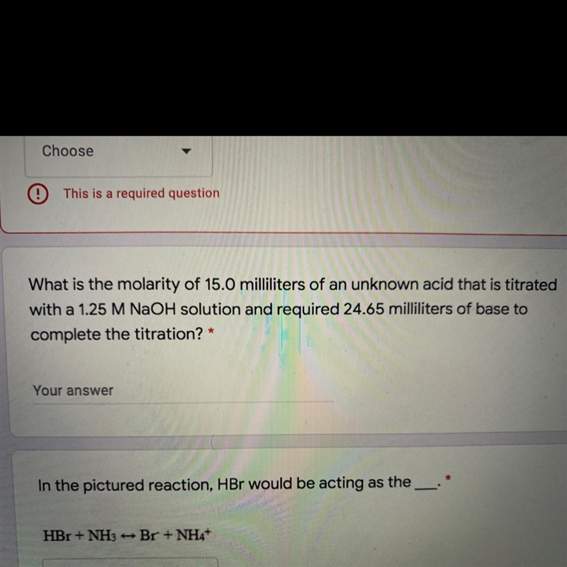 What is the molarity of 15.0 milliliters of an unknown acid that is titrated with-example-1