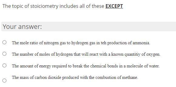 The topic of stoichiometry includes all of these except-example-1