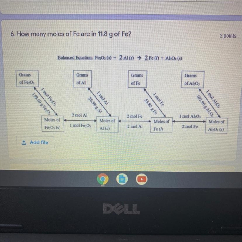 How many miles of Fe are in 11.8 g of Fe-example-1