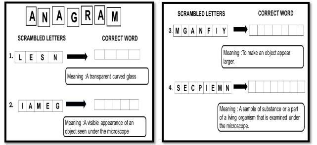 ANAGRAM: Rearrange the scrambled letters to form the correct word. Refer to the meaning-example-1