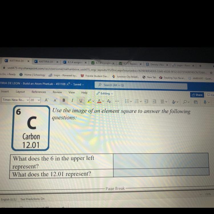 6 Use the image of an element square to answer the following questions: C Carbon 12.01 What-example-1