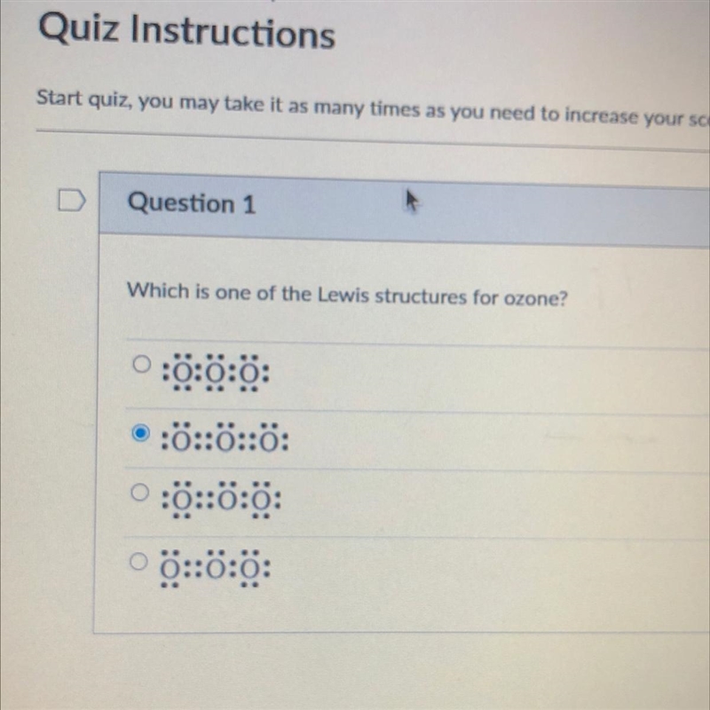 Which is one of the Lewis structures for ozone? 000 :0:00 C:6-example-1