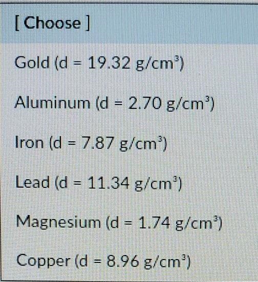 Use the information below to match each object with the metal it is made of. Object-example-1