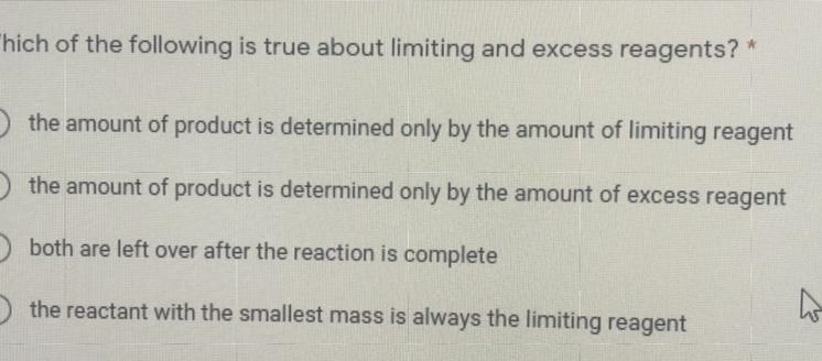 Which of the following is true about limiting and excess reagents? Links are reported-example-1