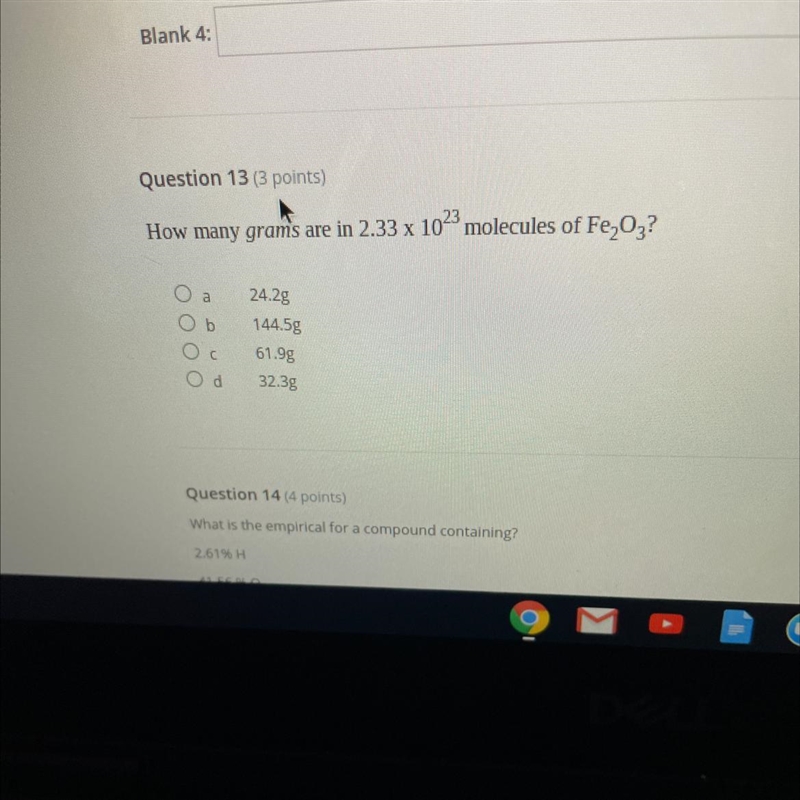 How many grams are in 2.33 x 1023 molecules of Fe203?-example-1