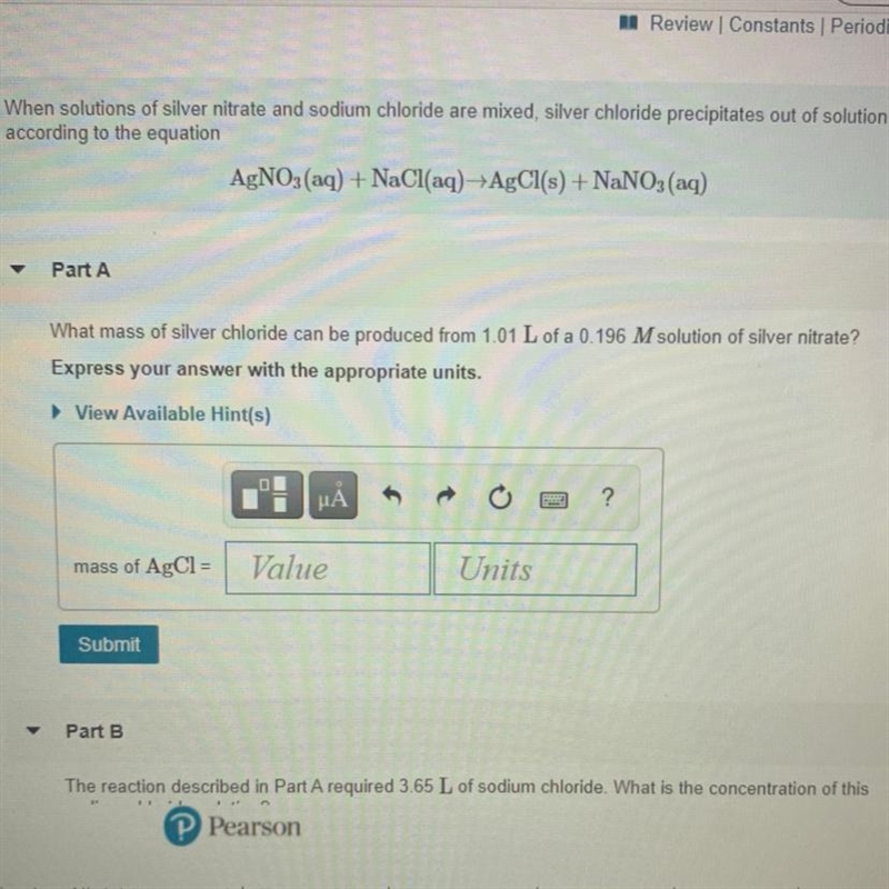 What mass of silver chloride can be produced from 1.01 L of a 0.196 M solution of-example-1