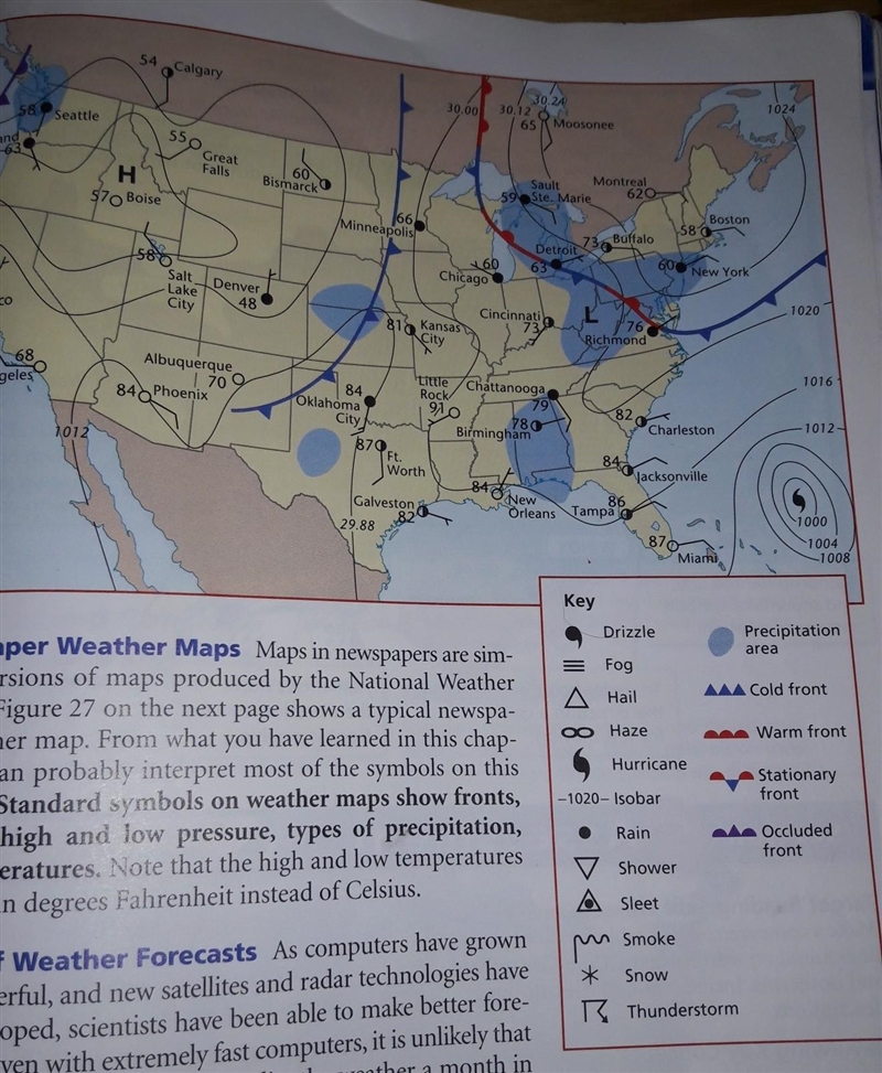 PLEASE HELP ME. Where on figure 26 is a hurricane located? How does the air pressure-example-1