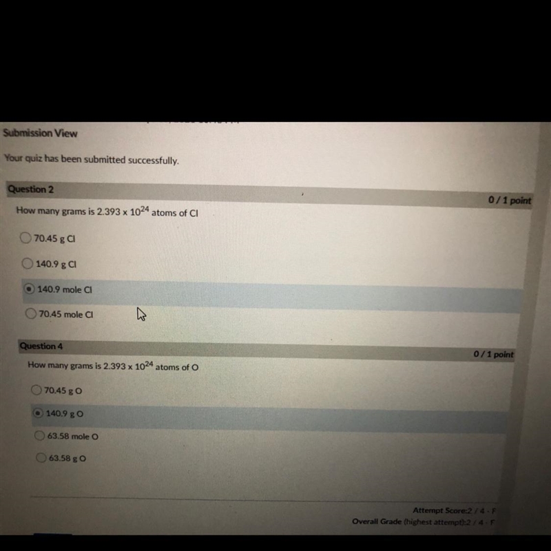 How many grams is 2.393 x 10^24 atoms of CI 70.45 g CI 140.9 ga 140.9 mole CI 70.45 mole-example-1