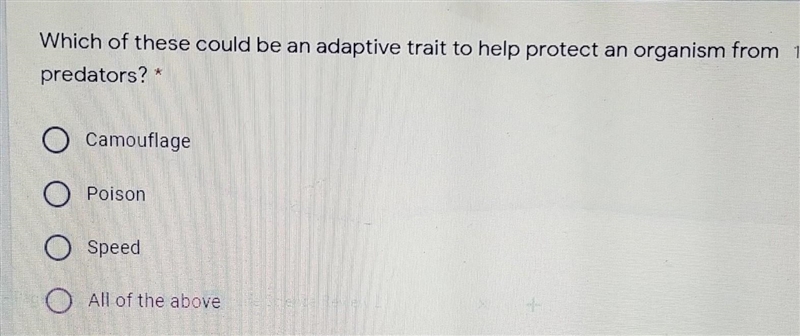 Which of these could be an adaptive trait to help protect an organism from predators-example-1