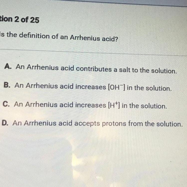 What is the definition of an Arrhenius acid?-example-1