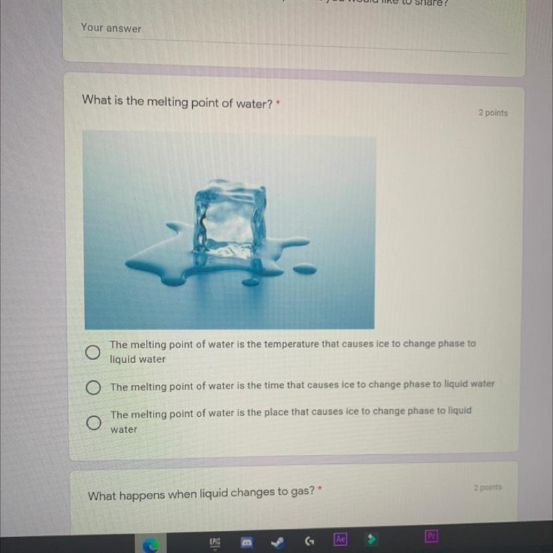 What is the melting point of water? I need help-example-1