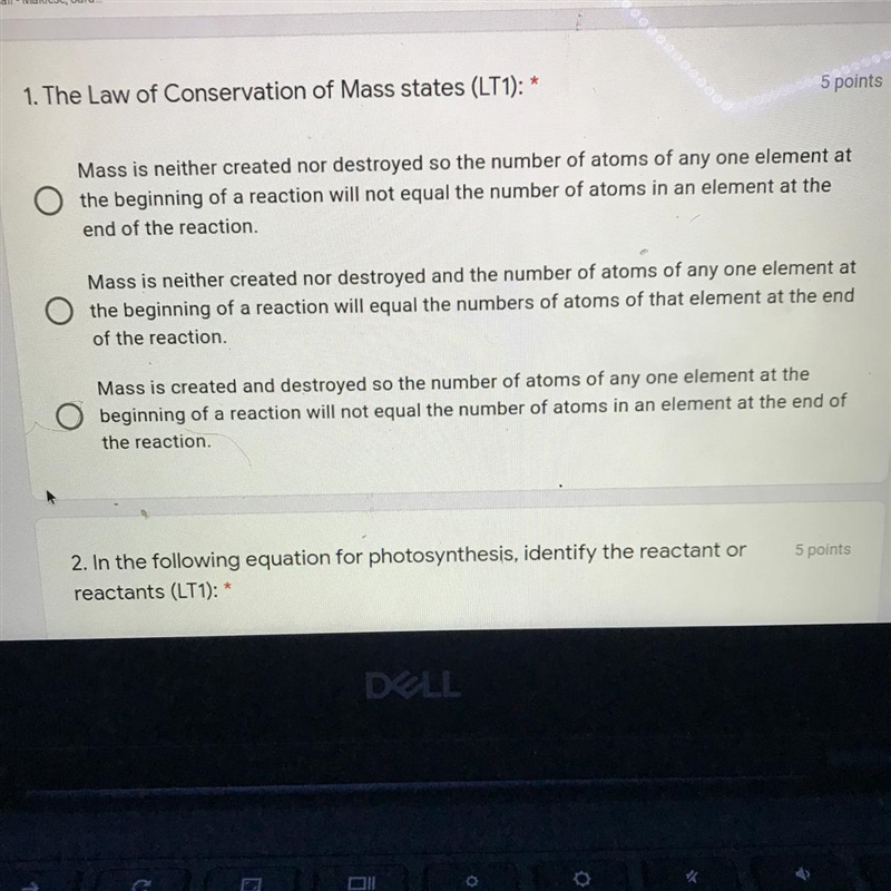 The Law of Conservation of Mass state-example-1