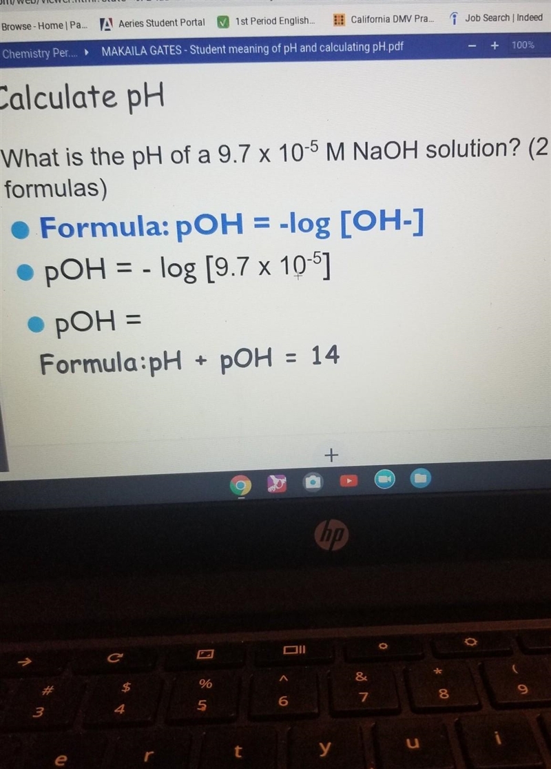 need some help with just one question please help.What is the pH of a 9.7 x 10-5 M-example-1