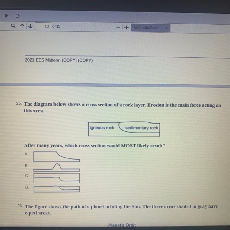 After many years,which cross section would pay likely result-example-1