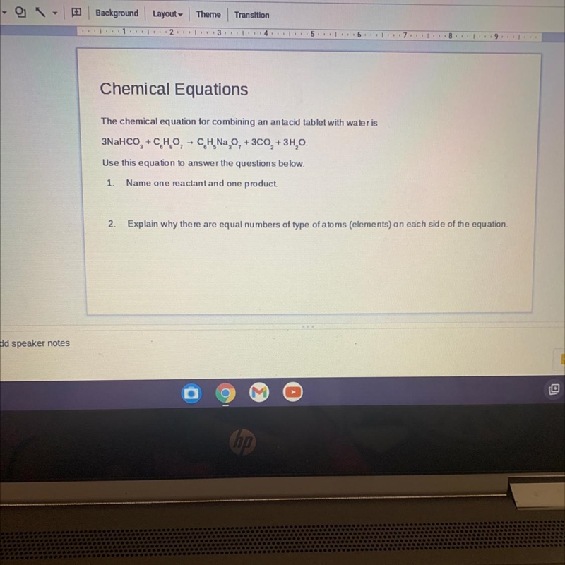 3NaHCO, +CHO - CH. Na 0, +300, +3H, 0. Name one reactant and one product-example-1