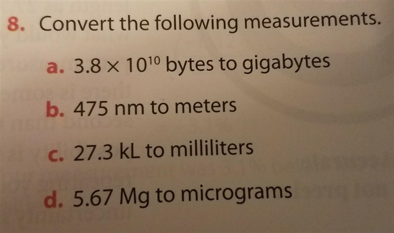 How do I convert the measurements in the picture? ​-example-1