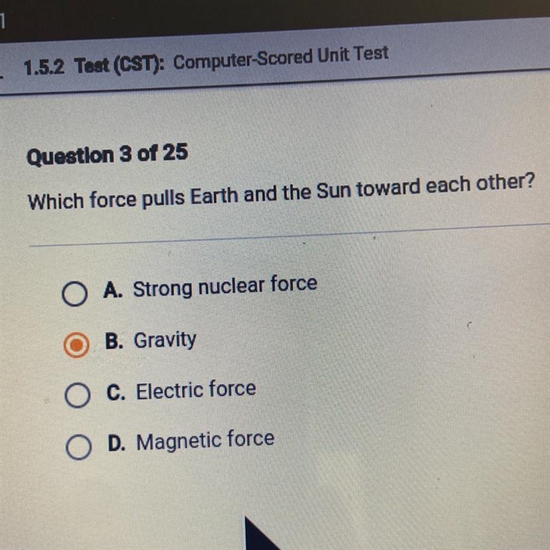 Which force pulls earth and the sun toward each other?-example-1