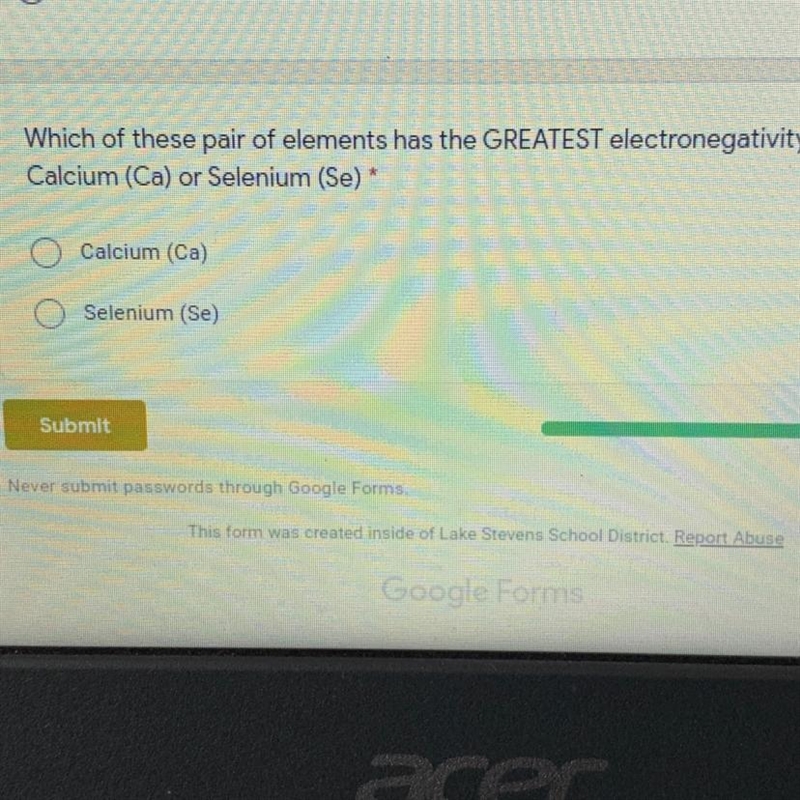 Which of these pair of elements has the GREATEST electronegativity: Calcium (Ca) or-example-1