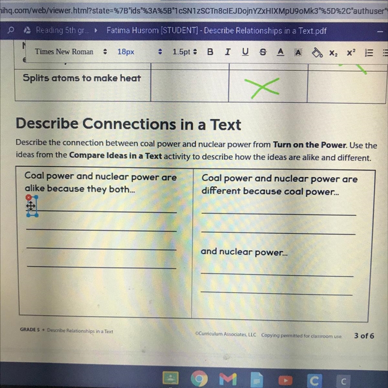 Describe Connections in a Text Describe the connection between coal power and nuclear-example-1