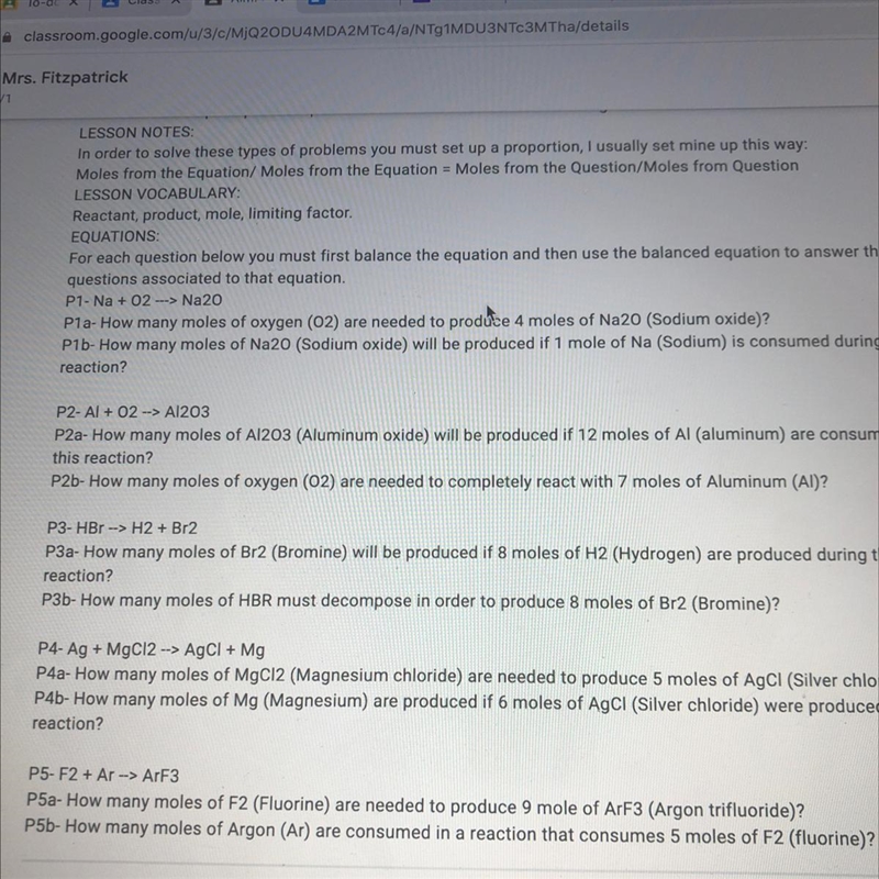 P5-F2 + Ar --> ArF3 P5a- How many moles of F2 (Fluorine) are needed to produce-example-1