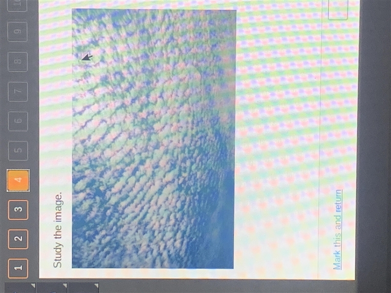 Which type of clouds are shown? cirrocumulus cumulonimbus cumulus stratus-example-1