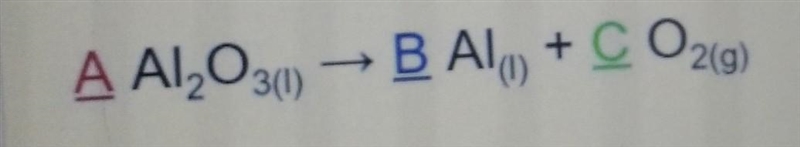 I have to balance this equation. pit the numbers 1,2,3 or 4 in the letters A,B AND-example-1