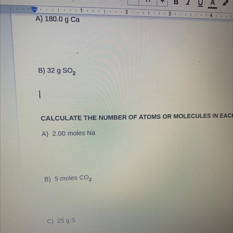 Calculate the number of moles in each of the following :-example-1