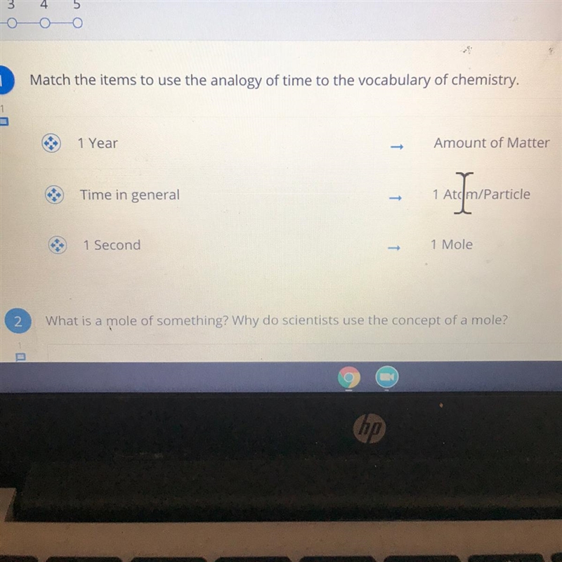 Match the items to use the analogy of time to the vocabulary of chemistry. 1 Year-example-1