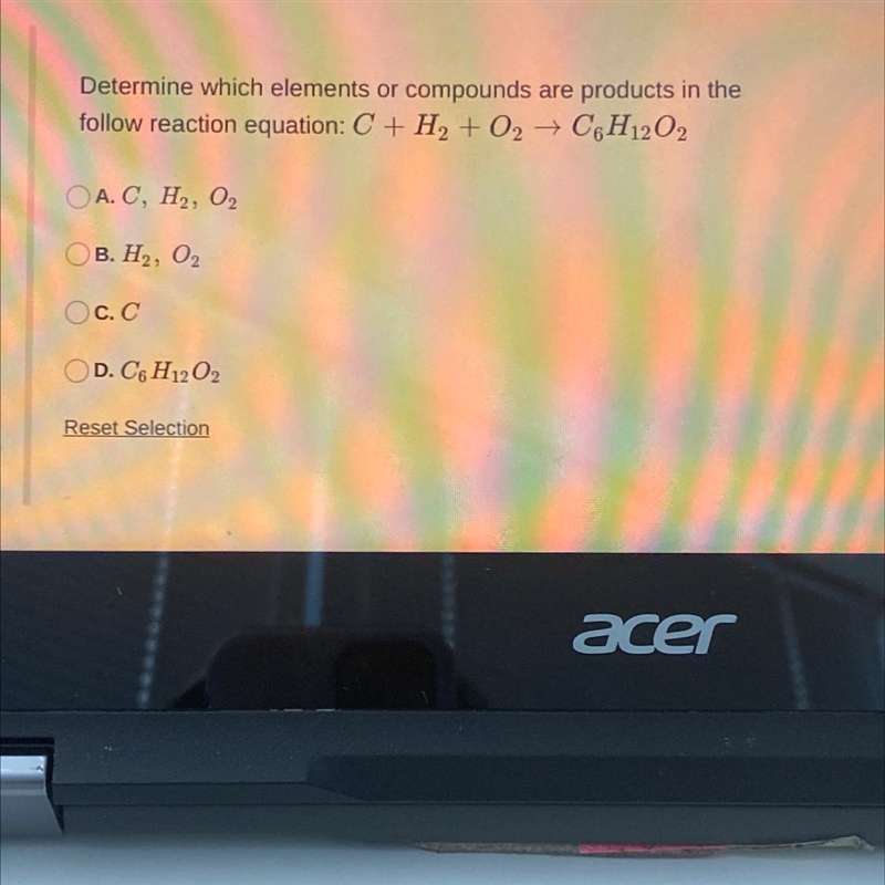 Determine which elements or compounds are products in the follow reaction equation-example-1