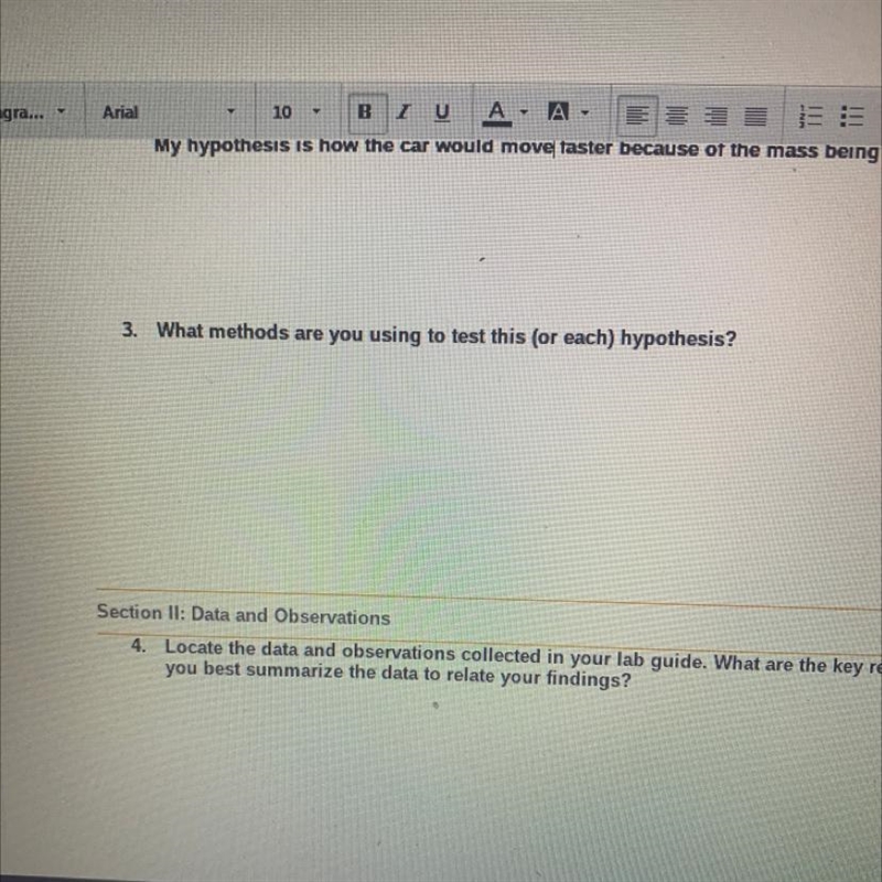 Lab report Motion: 3. What methods are you using to test this (or each) hypothesis-example-1