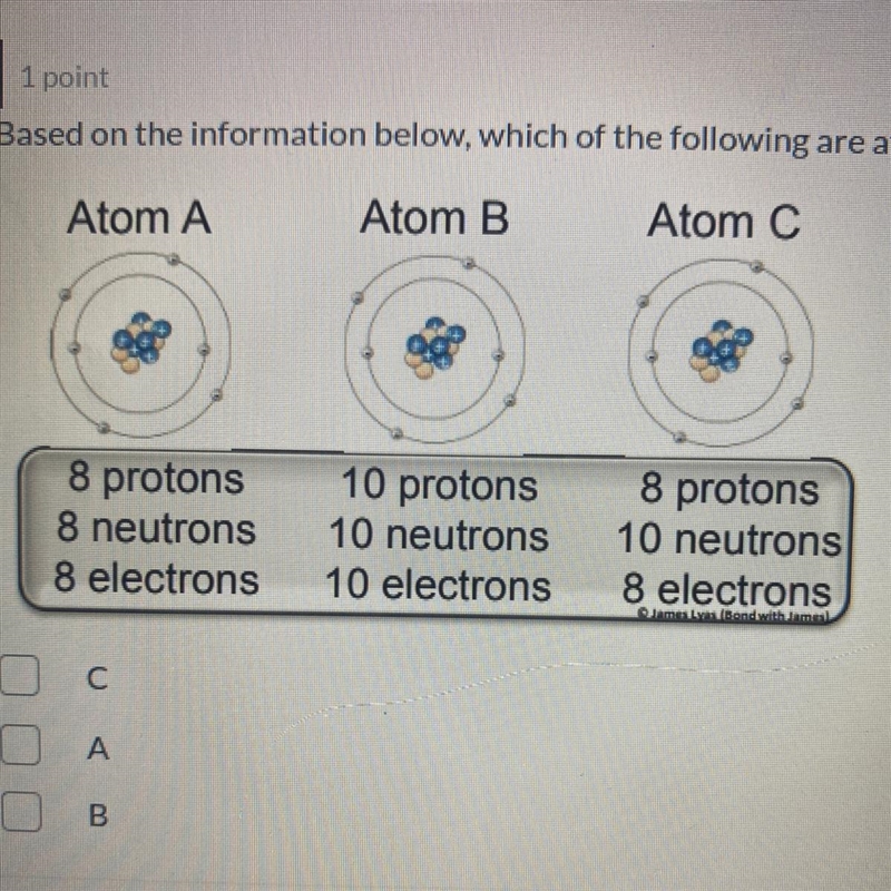 I Based on the information below, which of the following are atoms of the same element-example-1