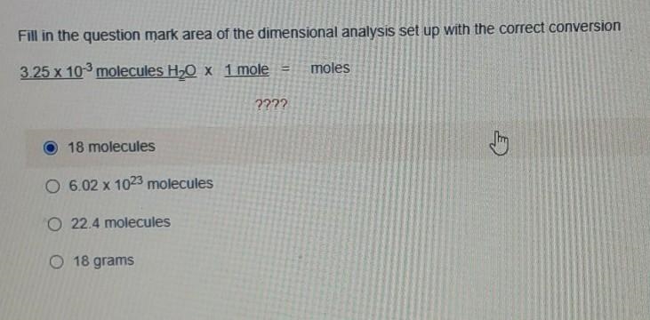 Fill in the question mark area of the dimensional analysis set up with the correct-example-1