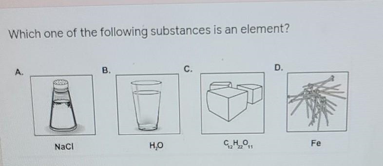 Which one of the following substances is an element?​-example-1