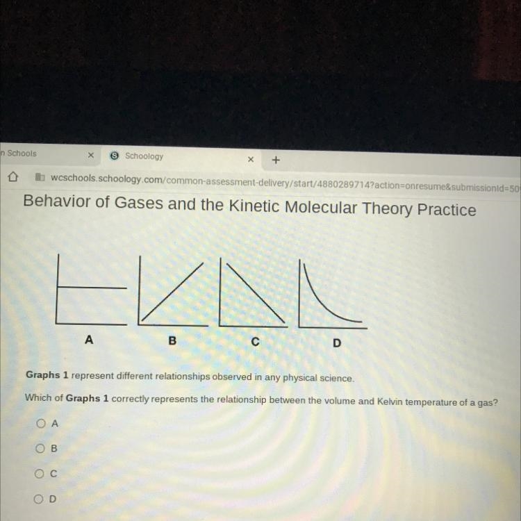 Which of Graphs 1 correctly represents the relationship between the volume and Kelvin-example-1