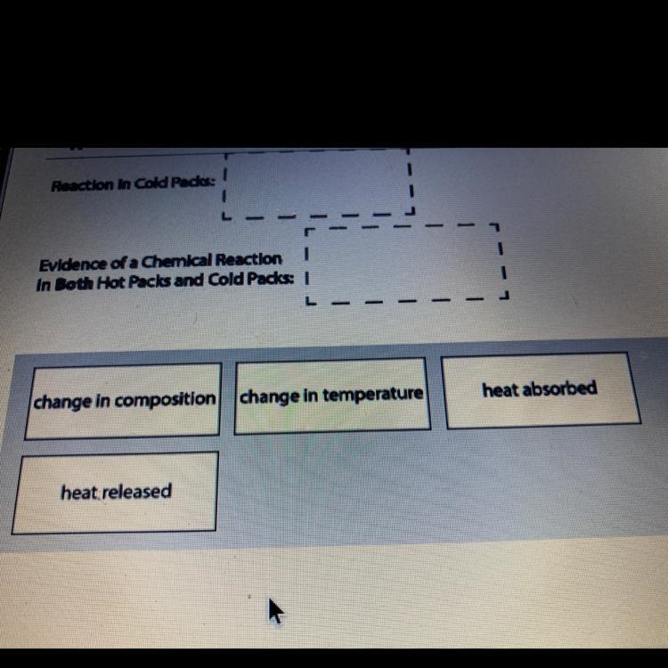 What types of reactions take place in hot packs and cold packs? What evidence shows-example-1