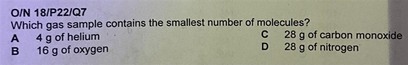 Which gas sample contains the smallest number of molecules?-example-1