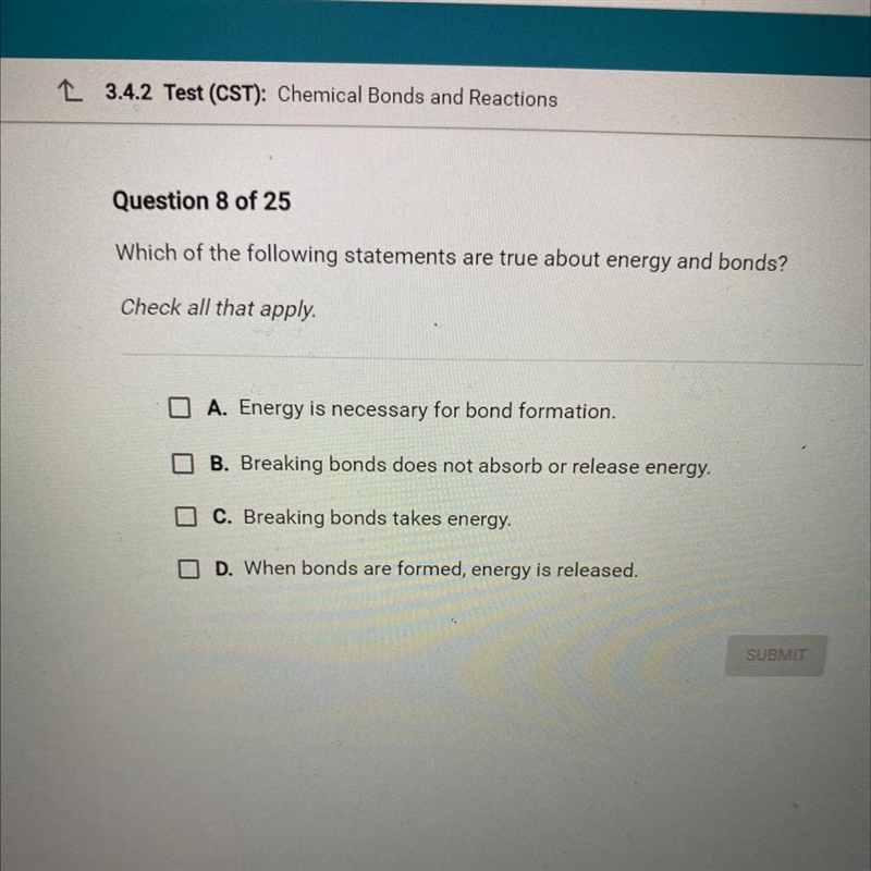 Which of the following statements are true about energy and bonds? Check all that-example-1